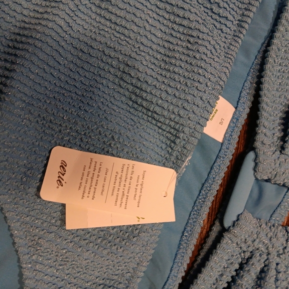 Aerie Light Blue Textured Bikini Set Size L New - Picture 3 of 4